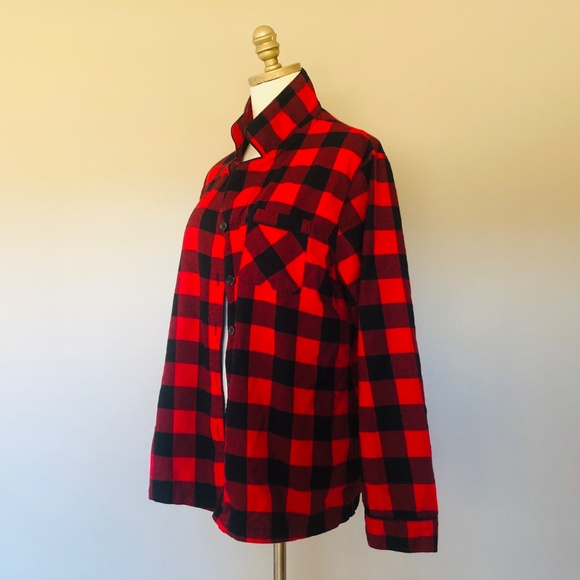 Large Women's Sleep Shirt Red Checks Long Sleeve Wondershop at Target - Picture 3 of 8